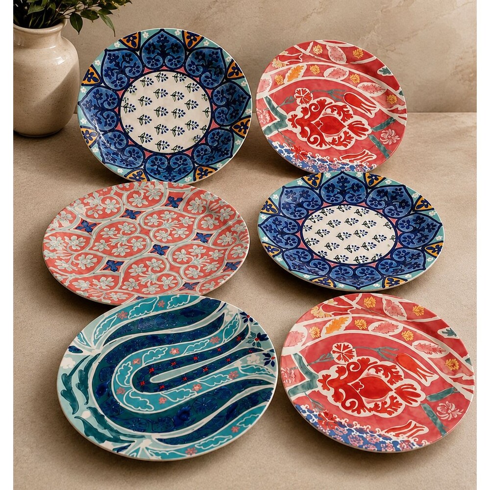 Anthropologie Adele Hand-Painted Ceramic Plates (6) –Retired Mix & Match